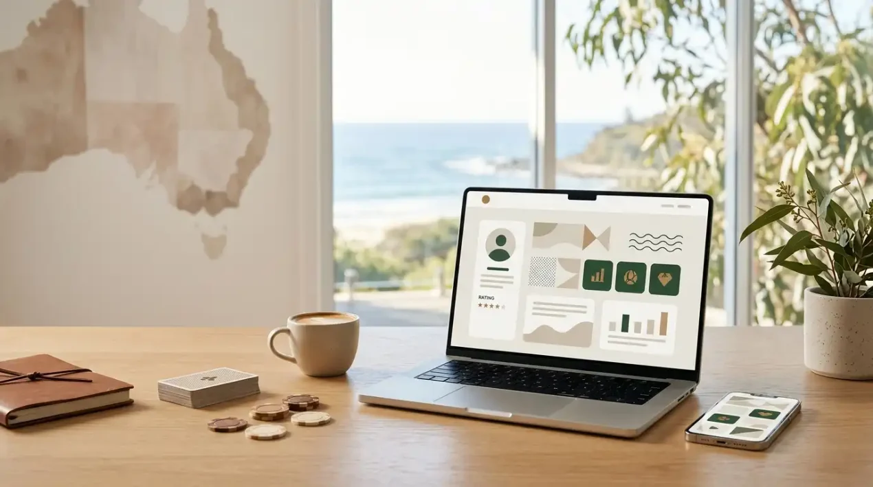Australian online casino review illustration viewed on desktop and mobile devices